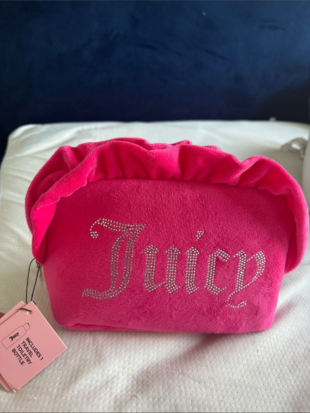 Juicy Couture Hot Pink Rhinestone 'Juicy' makeup bag